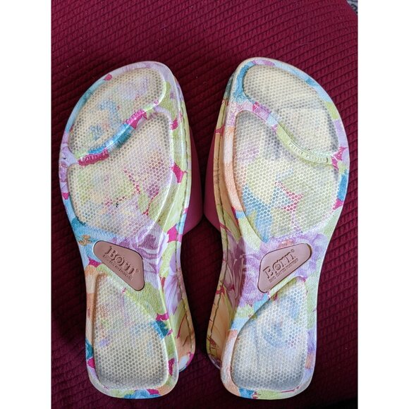 Born Women Sandals Hand Crafted Pink Floral Platform Genuine Leather Size 35 M/W - Picture 9 of 10